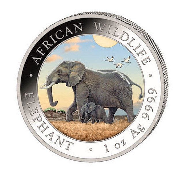 AFRICKÝ SLON DEN A NOC 2022 coin African Wildlife Somalia Elephant Day and Night – sada 2 stříbrných mincí (2×1 oz)