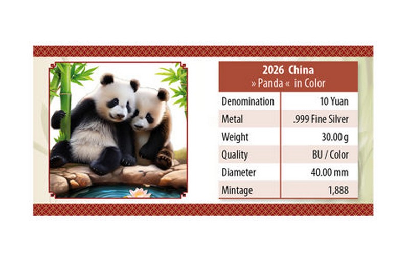 PANDA 2026 coin China (Chinese) Panda Coloured – 30g stříbrná mince barevná