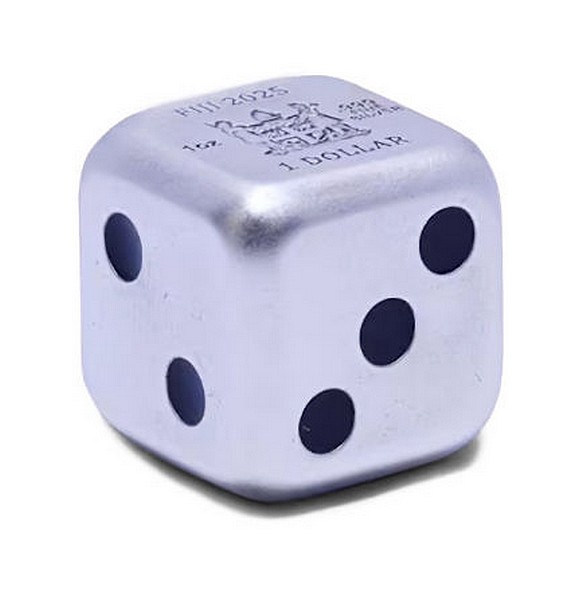 KOSTKA ROK HADA 2025 coin DICE mince ve tvaru krychle (kostky) – 1 oz stříbrná mince