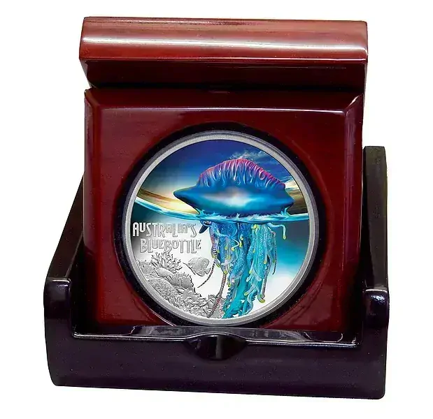 SMRTÍCÍ A NEBEZPEČNÝ MĚCHÝŘOVKA PORTUGALSKÁ coin Deadly and Dangerous Bluebottle (Physalia physalis) – 1 oz stříbrná mince