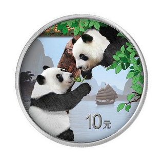 PANDA 2023 coin China (Chinese) Panda Day Design Coloured - 30g stříbrná mince barevná
