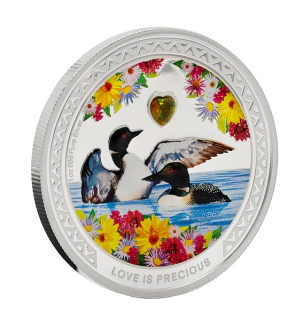 DÁREK Z LÁSKY DRAHOCENÁ LÁSKA POTÁPLICE SEVERNÍ coin Love is Precious Great Northern Diver – 1 oz stříbrná mince