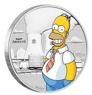THE SIMPSONS HOMER ZAMĚSTNANEC JADERNÉ ELEKTRÁRNY VE SPRINGFIELDU coin The Homer Simpson employee of a nuclear power plant - 1/2 oz stříbrná mince