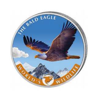 SVĚTOVÁ DIVOKÁ ZVĚŘ OREL BĚLOHLAVÝ coin World‘s Wildlife The Bald Eagle coloured – 1 oz stříbrná mince barevná