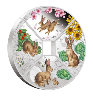 ROK KRÁLÍKA 2023 KVADRANT coin Year of the Rabbit Quadrant - sada 4 stříbrných mincí (4×1 oz)