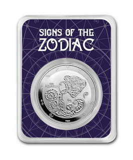ZNAMENÍ ZVĚROKRUHU VODNÁŘ coin Signs of the Zodiac Aquarius – 1 oz stříbrná mince