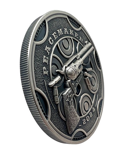 MÍROTVŮRCE PRVNÍ REVOLVER coin Peacemaker Colt Single Action Army – 1 oz stříbrná mince