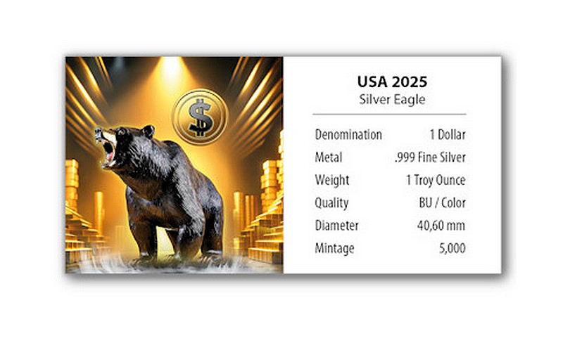 DOLAR BEAR Medvědí trh coin Silver Eagle Dolar Bear – 1 oz stříbrná mince