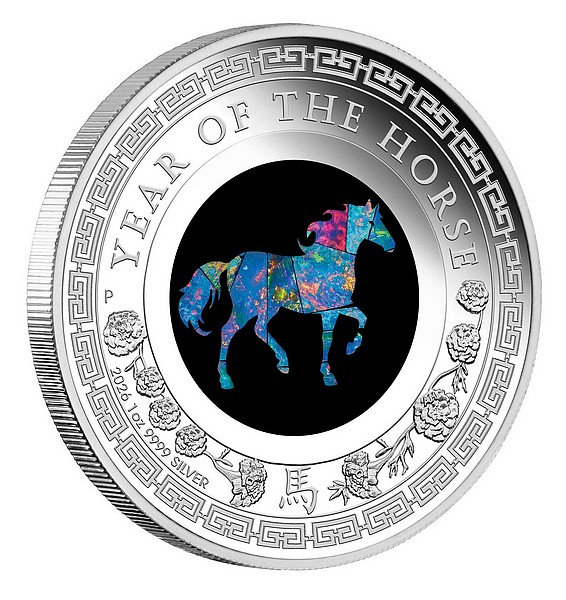 ROK KONĚ 2026 OPAL coin Australian Opal Lunar Series Year of the Horse – 1 oz stříbrná mince