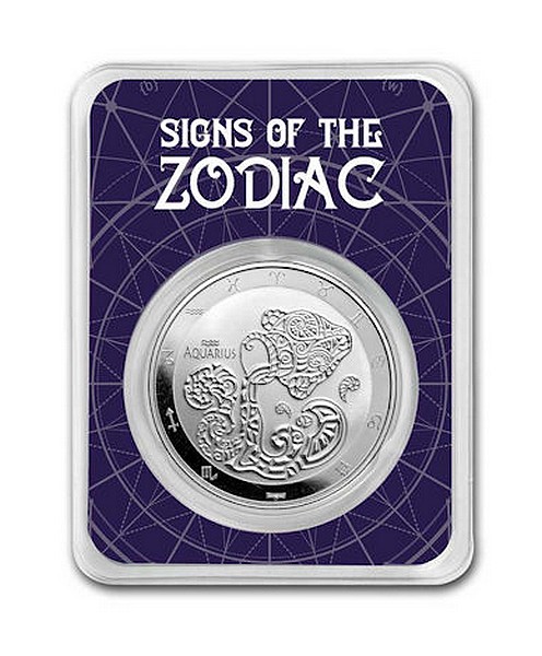 ZNAMENÍ ZVĚROKRUHU VODNÁŘ coin Signs of the Zodiac Aquarius – 1 oz stříbrná mince